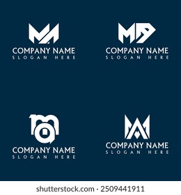 Conjunto de diseño de logotipo de carta MA