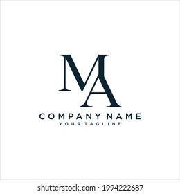 MA or AM Letter Logo Design Template Vector