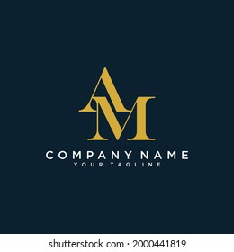 AM or MA Letter Logo Design Template Vector