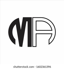 MA Letter logo monogram with oval shape negative space design template white background