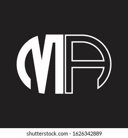 MA Letter logo monogram with oval shape negative space design template