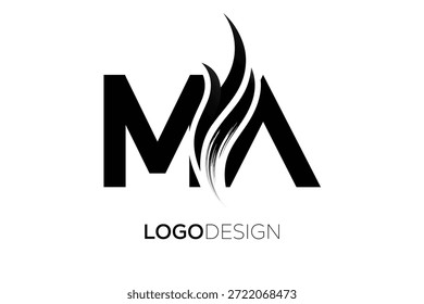 MA Letter Monogramm Logo mit künstlerischem Pinselstrich für moderne Markenidentität