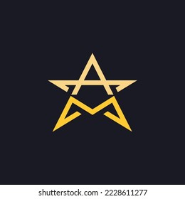 MA or AM letters form a star shape logo, icon, sign design vector illustration