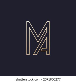 MA letters, Logo, Line Monogram, Vektordesign