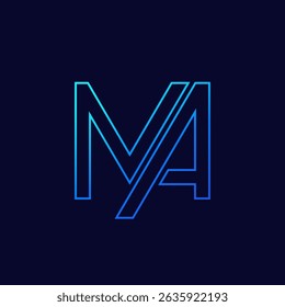 MA letters logo, line monogram design