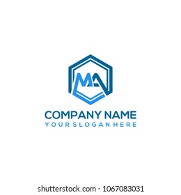 MA logo letter initial, Abstract polygonal Background Logo,