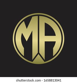 MA Logo-Monogramm-Kreis mit Stück-Band-Stil auf Golden-Farben