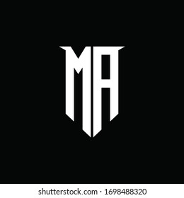MA Logo-Monogramm mit Design-Design-Vorlage für Embleme-Schilde