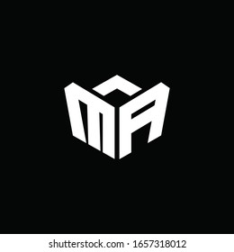 MA logo monogram with emblem style ribbon design template