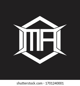 MA Logo monogram with hexagon and four taper shape design template
