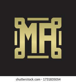 MA Logo monogram with piece line art design template