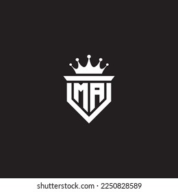 Símbolo monograma de logotipo MA o AM escudo con diseño de forma de corona vector