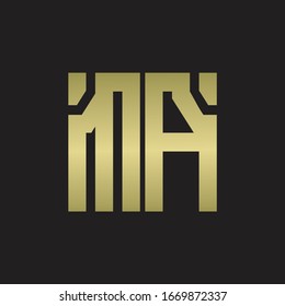 MA Logo with squere shape design template with gold colors