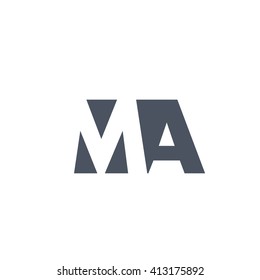 MA Logo. Vector Graphic Branding Letter Element. White Background