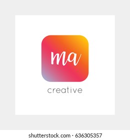 MA logo, vector. Useful as branding, app icon, alphabet combination, clip-art.