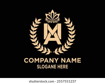 MA Luxury monogram gold logo design