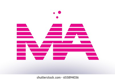 ma m a alphabet letter logo pink purple line stripe company design template creative abstract vector