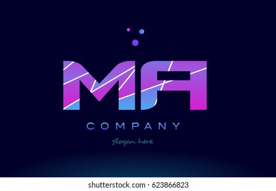 ma m a  creative color blue background pink purple magenta alphabet letter company logo vector icon