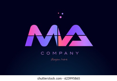 ma m a creative color blue background pink purple blue magenta alphabet letter company logo vector icon design