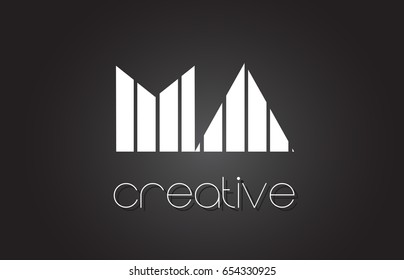 MA M A Creative Letter Logo Design With White and Black Lines.