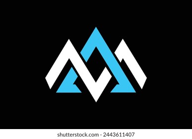 MA AM M A Initial Letters Luxury Fashion Monogram Logo. Beautiful Logotype design for luxury company branding. Elegant identity design in white and blue
