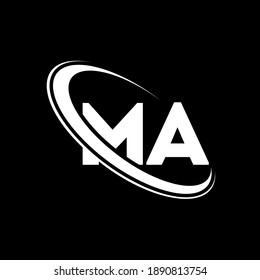 MA M A letter logo design. Initial letter MA linked circle uppercase monogram logo red and blue. MA logo, M A design. ma, m a