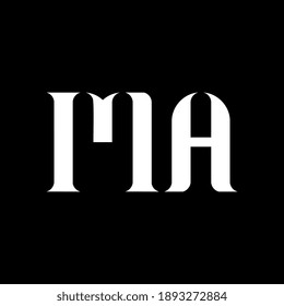 MA M A letter logo design. Initial letter MA uppercase monogram logo white color. MA logo, M A design. MA, M A