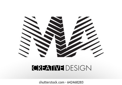 MA M A Lines Letter Design with Creative Elegant Zebra Vector Illustration.