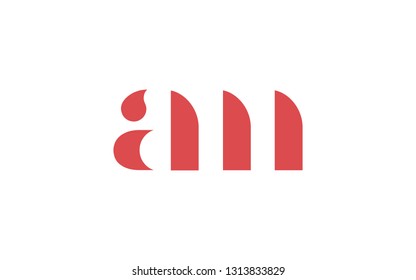 am ma a m Lowercase Letter Initial Logo Design Template Vector Illustration