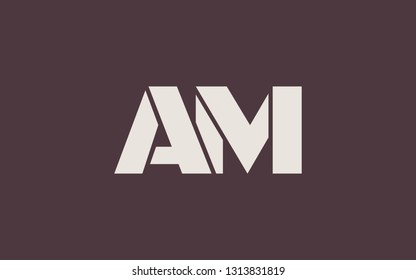 AM MA A M Uppercase Letter Initial Logo Design Template Vector Illustration