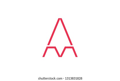 AM MA A M Uppercase Letter Initial Logo Design Template Vector Illustration