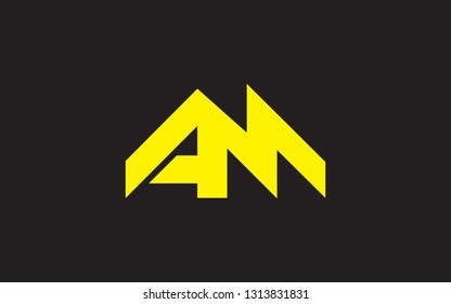 AM MA A M Uppercase Letter Initial Logo Design Template Vector Illustration