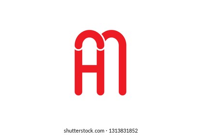 AM MA A M Uppercase Letter Initial Logo Design Template Vector Illustration