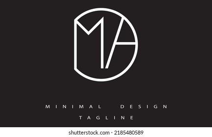 AM or MA Minimal Logo  Design Vector Art Illlustration