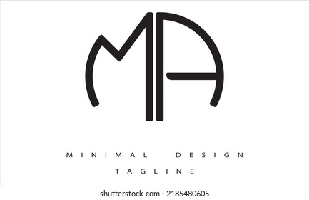 AM or MA Minimal Logo  Design Vector Art Illlustration