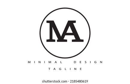 AM or MA Minimal Logo  Design Vector Art Illlustration