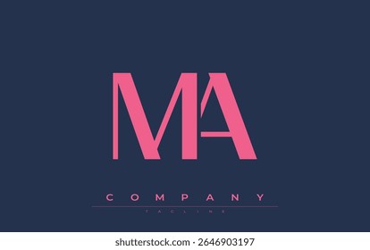 MA Modern Initials Logo Design. Branding logo with stylized initials showcasing bold design and modern aesthetic. Ideal for professional business branding or creative projects focusing on minimalistic