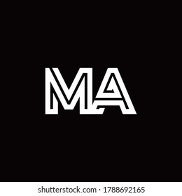 MA monogram logo with abstract line design template