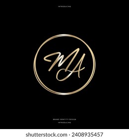 ma monogram logo brand identity design. company. business. marriage. 15th. golden, gold, silver