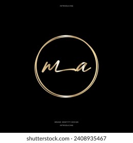 ma monogram logo brand identity design. company. business. marriage. 15th. golden, gold, silver