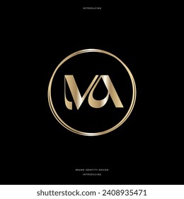ma monogram logo brand identity design. company. business. marriage. 15th. golden, gold, silver
