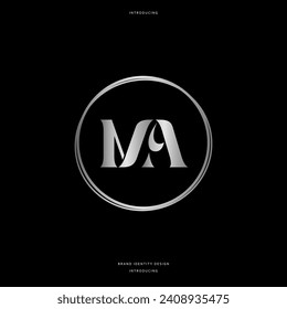 ma monogram logo brand identity design. company. business. marriage. 15th. golden, gold, silver
