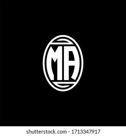 MA monogram logo isolated on oval rotate shape design template