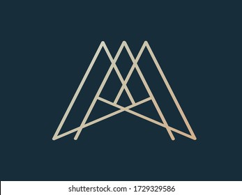 logotipo de monograma de MA.Icono tipográfico con letra de línea entrelazada m y letra a.Icono de carta.Iniciales de alfabeto aisladas en fondos oscuros.Caracteres de señas geométricas de estilo moderno para marca de empresa.
