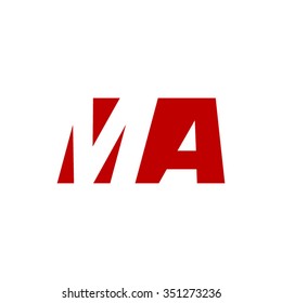 MA negative space letter logo red