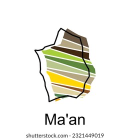 Ma an on a geographical map of Jordan, Vector Design Template. Editable Stroke