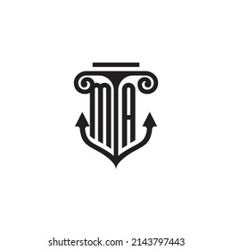 MA pillar and anchor combination concept logo in high quality design