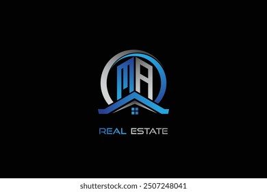 Diseño de logotipo de letras de bienes raíces MA para construcción o casa. Diseño de Vector de logotipo de letras de bienes raíces MA