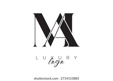 MA Serif Letter Monogram Typography Logo for Elegant Premium Branding Identity