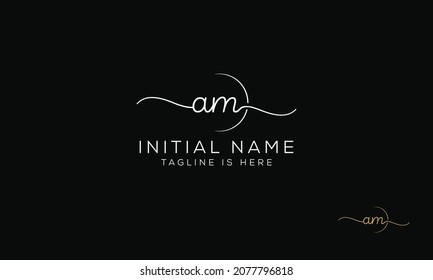 AM MA Signature initial logo template vector.